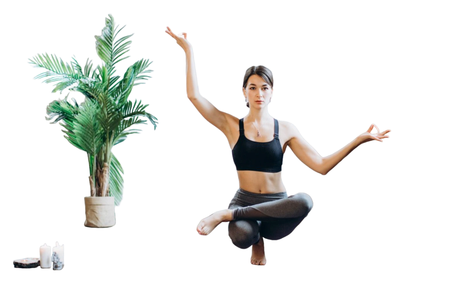 Adobe Firefly cutout retaining the person, plant, and candles